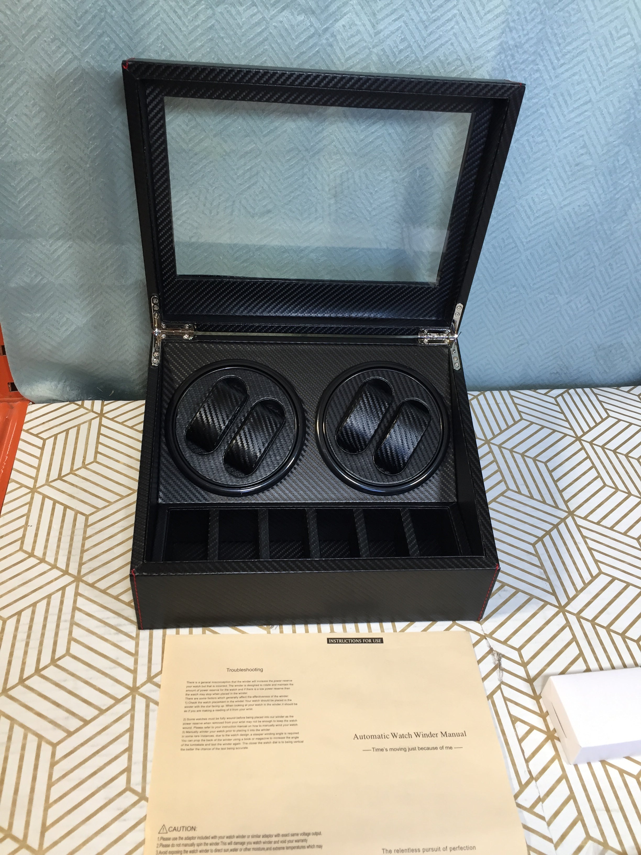 Automatic Watch Winder with 4 Quiet Running Motor/ 6 Flexible Watch Pillows (7936121471214)